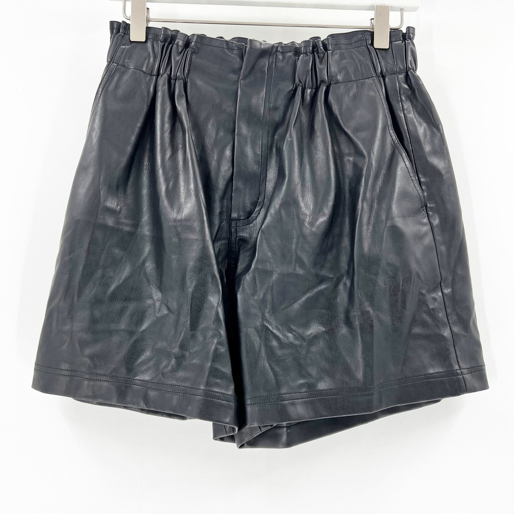 Modern Citizen Shorts Womens Medium Black Excellent Vegan Leather Paperbag Waist